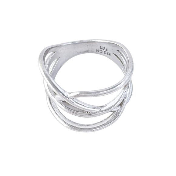 Open Crossover Band Ring | Vintage Sterling Silver 925 | Size 7 - Picture 3 of 8